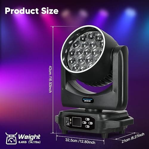 Betopper LM1915R 19x15W RGBW Zoom Moving Head Wash (LED Halkalı) — görsel 2