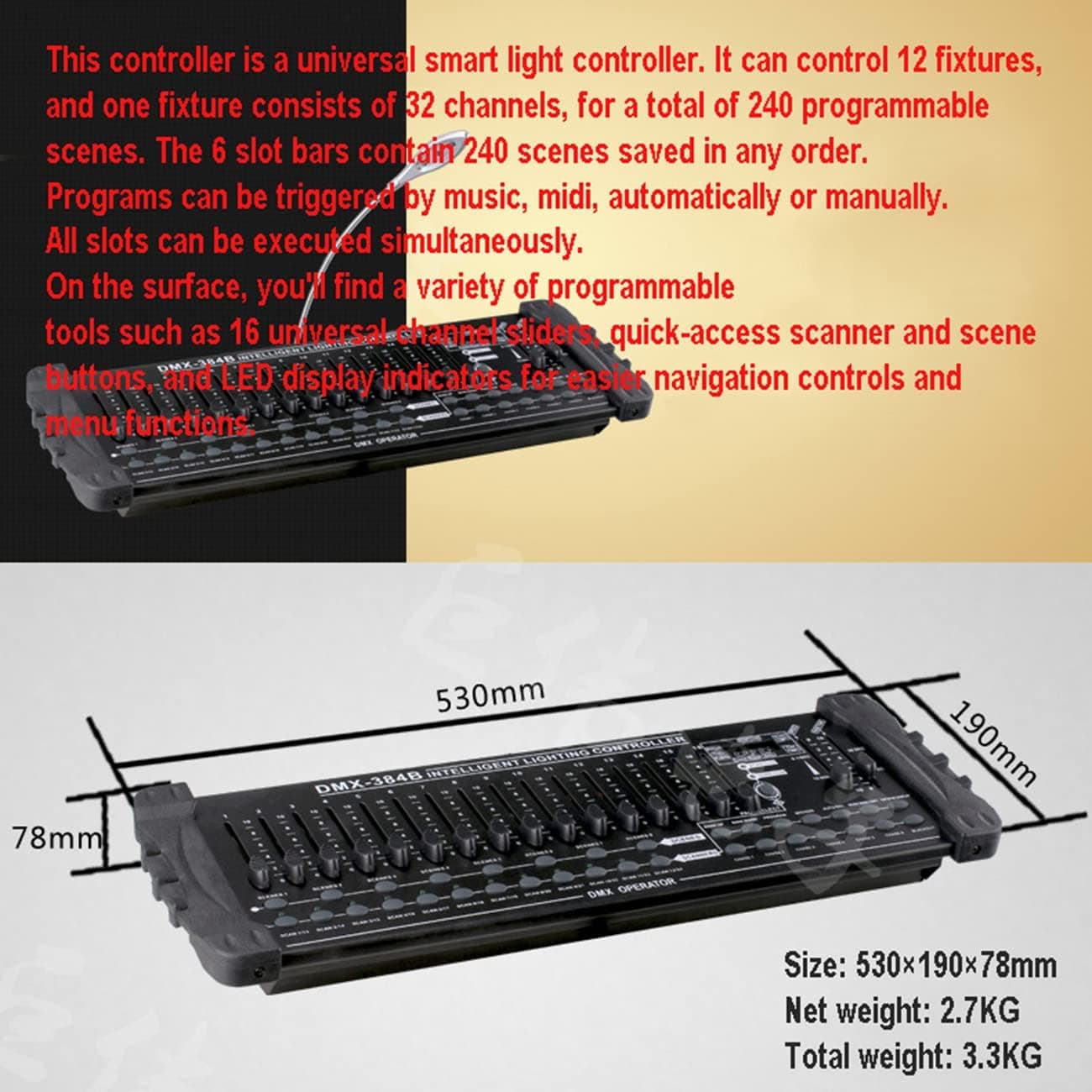 DMX 384B Işık Kontrol Masası (384 Kanal, 240 Sahne)